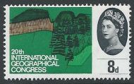 1964 Geographical Congress 8d (Ord) - Defective Line Variety - MNH