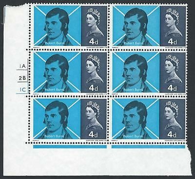 1966 Burns (Ord) - Perf Shift Variety - No Dot Cylinder Block of 6 - MNH