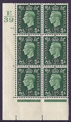 1937 ½d Green Dark colours E39 95 Dot perf 5(E I) block 6 UNMOUNTED MINT MNH