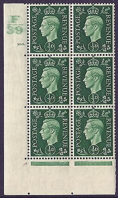 1937 ½d Green Dark colours F39 100 Dot perf 5(E I) block 6 UNMOUNTED MINT MNH