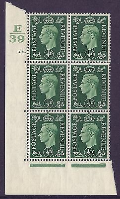 1937 ½d Green Dark colours E39 101 Dot perf 5(E I) block 6 UNMOUNTED MINT MNH