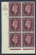 1937 1½d Brown Dark colours E39 135 Dot perf 5(E I) block 6 UNMOUNTED MINT MNH