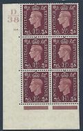 1937 1½d Brown Dark colours D38 116 Dot perf 5(E I) block 6 UNMOUNTED MINT MNH