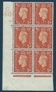 1937 2d Orange Dark colours G40 11 Dot perf 5(E I) block 6 UNMOUNTED MINT MNH