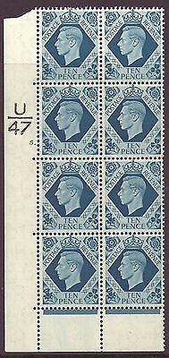 1939 10d Turquoise-blue U47 5 Dot perf 6B(E P) block 8 UNMOUNTED MINT MNH