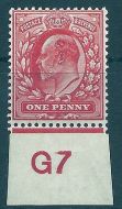 sg220 M5(4) 1d Rose Carmine Control G7 single perf ext UNMOUNTED MINT/MNH