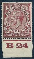 1½d Pale Red Brown Block Cypher Spec N35-3 Control B24 imperf MOUNTED MINT