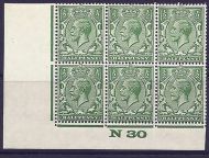 ½d Yellow Green Block Cypher spec N33-6 Control N30 imperf UNMOUNTED MINT/MNH