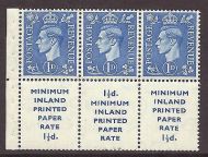 QB18 perf type Ie middle  -1d Light Ultramarine Booklet pane UNMOUNTED MINT