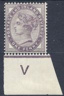 1d lilac control V imperf single MOUNTED MINT