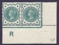 ½d Green Jubilee control R pair - variety perf type E UNMOUNTED MINT MNH