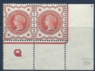 ½d Vermilion Control Q perf pair with blind Q LIGHTLY MOUNTED MINT