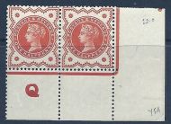 ½d Vermilion Control Q perf pair with blind Q LIGHTLY MOUNTED MINT