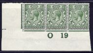 N14(7) ½d Deep Bright Green Control O 19 imperf UNMOUNTED MINT MNH
