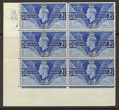 Sg 491 1946 Victory Cylinder S46 9 No Dot perf type 5(E I) UNMOUNTED MINT MNH