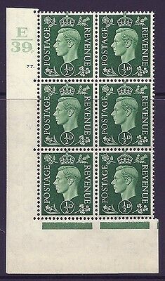 1937 ½d Green Dark colours E39 77 Dot Perf 5(E I) block 6 UNMOUNTED MINT MNH