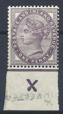 1d lilac control X inverted imperf single with jubilee line MOUNTED MINT