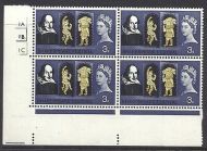 1964 Shakespeare (Ord) 3d No Dot Cylinder 1A1B1C - UNMOUNTED MINT MNH