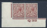 1½d Red Brown Block Cypher Control Q32 imperf UNMOUNTED MINT MNH