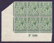 Sg 418wi ½d Green Block Cypher Wmk Inverted Control F26 imperf MOUNTED MINT