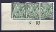 N14(14) ½d Blue Green Control K 18 imperf MOUNTED MINT