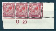 N16(1) 1d Bright Scarlet Royal Cypher Control U 23 imperf MOUNTED MINT