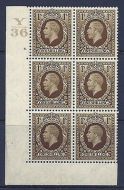 1934 1 - Photogravure cyl blk Y36 4 Dot perf 5(E I) block of 6 UNMOUNTED MINT