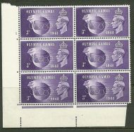 Sg 496a 1948 Olympic Games - variety Crown flaw  Hooked 3 UNMOUNTED MINT