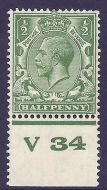 1924 ½d Green Block Cypher Control V34 perf UNMOUNTED MINT