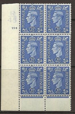 2½d Blue Cylinder Control R45 194 No Dot perf 6(I/P) UNMOUNTED MINT/MNH
