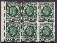 NB21 ½d Photogravure Small Format pane of 6 Cyl E6 Dot perf I UNMOUNTED MINT/MNH