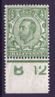 N5(2) ½d Pale Green Downey Head Die 2 Control B12(c) UNMOUNTED MINT