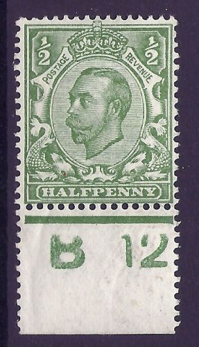 N5(2) ½d Pale Green Downey Head Die 2 Control B12(c) UNMOUNTED MINT