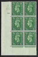 1/2d Pale green T46 142 No Dot cylinder block Perf 5(E/I) UNMOUNTED MINT