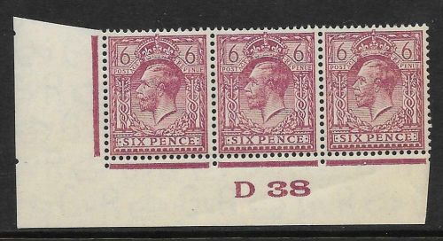 6d Purple Ord Block Cypher Control D38 imperf UNMOUNTED MINT MNH
