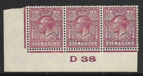 6d Purple Ord Block Cypher Control D38 imperf UNMOUNTED MINT