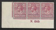6d Purple Ord Block Cypher Control X35 imperf MOUNTED MINT