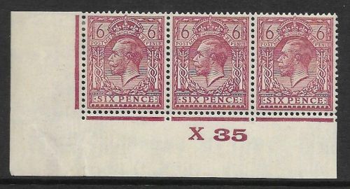 6d Purple Ord Block Cypher Control X35 imperf MOUNTED MINT