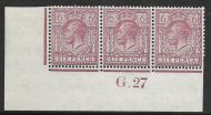 6d Purple Ord Block Cypher Control G Dot 27 imperf MOUNTED MINT