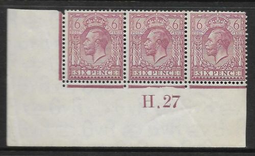 6d Purple Ord Block Cypher Control H Dot 27 imperf UNMOUNTED MINT