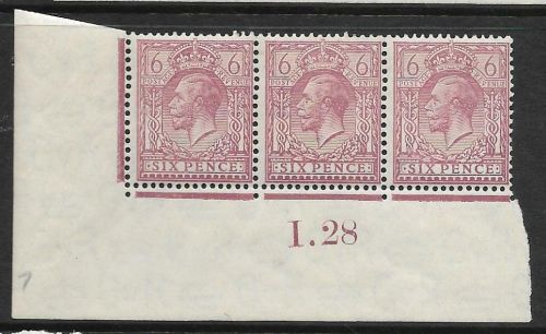 6d Purple Ord Block Cypher Control I Dot 28 imperf UNMOUNTED MINT