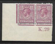 6d Purple Ord Block Cypher Control K Dot 29 imperf UNMOUNTED MINT
