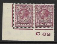 6d Purple Ord Block Cypher Control C38 imperf UNMOUNTED MINT