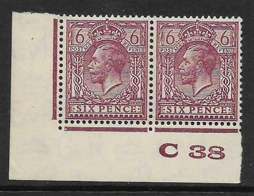 6d Purple Ord Block Cypher Control C38 imperf UNMOUNTED MINT