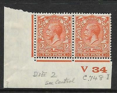 N36(4) 2d Deep Yellow Orange Block Cypher Control V34 imperf MOUNTED MINT