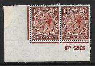 1½d Brown Block Cypher Control F26 imperf MOUNTED MINT in margin only