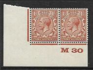 1½d Brown Block Cypher Control M30 imperf UNMOUNTED MINT MNH