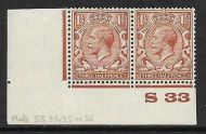 1½d Brown Block Cypher Control S33 imperf UNMOUNTED MINT/MNH