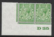 ½d Green Block Cypher Control D25 imperf UNMOUNTED MINT