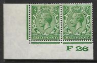½d Green Block Cypher Control F26 imperf UNMOUNTED MINT
